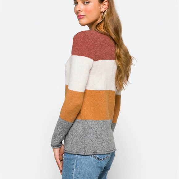 Pinque Burnt Orange, Cream, Gray Gina Crew Neck Sweater Women’s Large - Picture 7 of 7